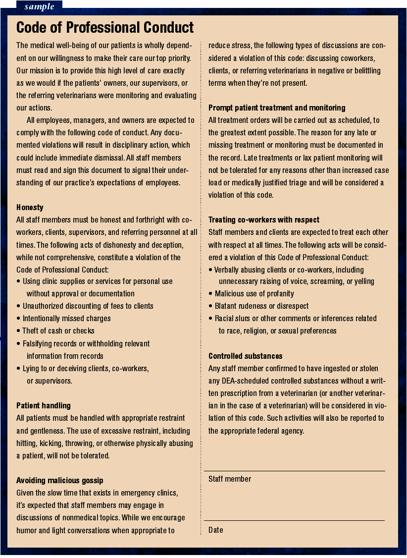 Creating a code of professional conduct