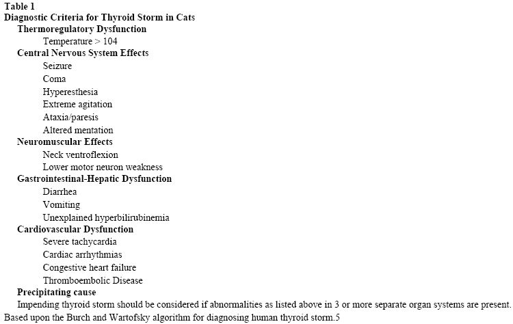 Feline thyroid storm (Proceedings)