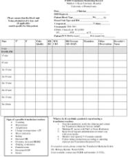 Blood Transfusion Monitoring Chart