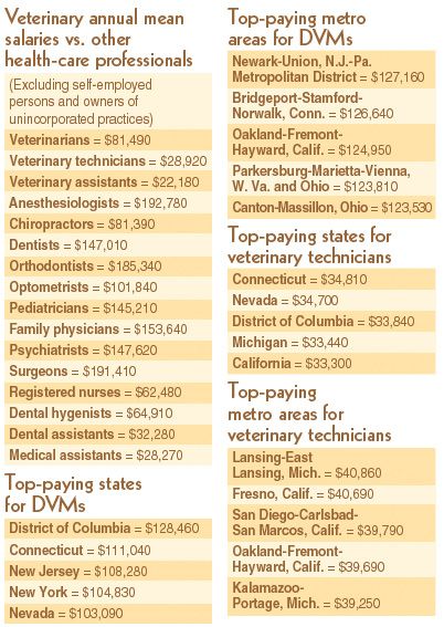 Vet Income Veterinary salaries remain modest, but job security's great