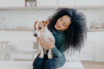 young woman with dog