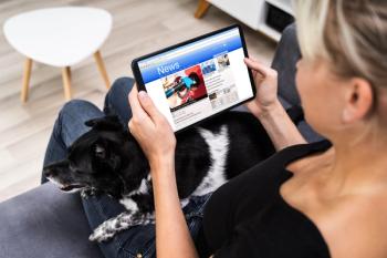 woman reading news