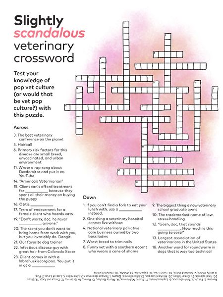 Team activity: A slightly scandalous veterinary crossword Team activity: A slightly scandalous veterinary crossword