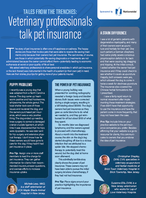 Tales from the trenches: Veterinary professionals talk pet insurance
