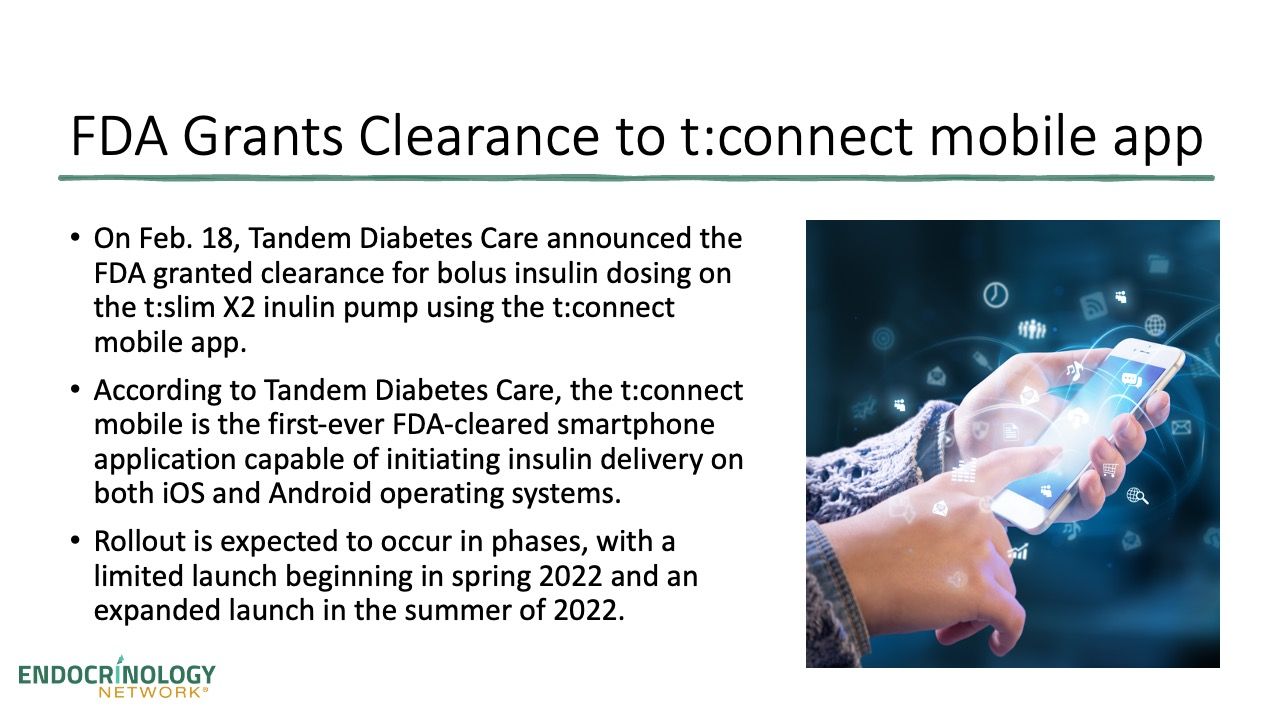 Information related to the FDA's clearance of the t:connect mobile app.