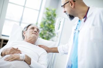 Patient with acromegaly and a doctor.