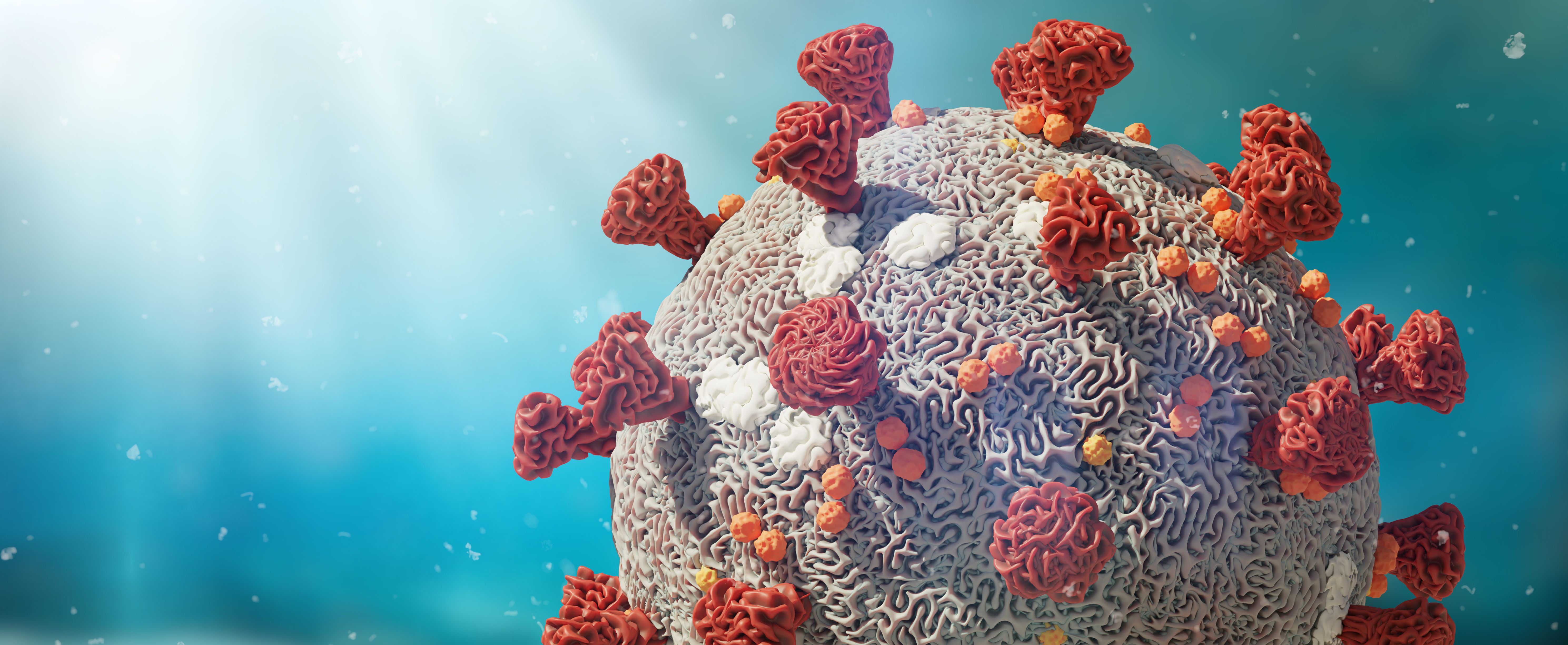 A digital illustration of COVID-19 spike protein.