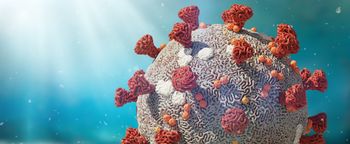 A digital illustration of COVID-19 spike protein.