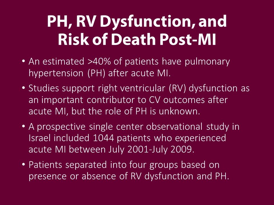 PAH Complicates Post-MI RV Dysfunction