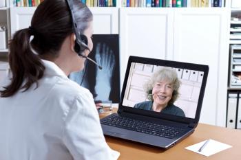 A woman and her doctor in a telehealth visit.