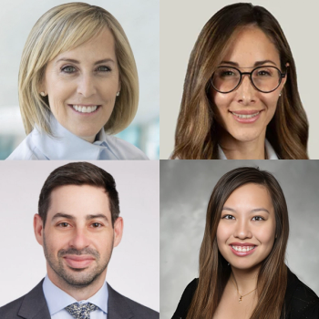 Top (L to R): Marla Dubinsky, MD; Noa Krugliak Cleveland, MD Bottom (L to R): Michael Dolinger, MD, MBA; Adelina Hung, MD | Credit: Scrubs & Heels; UChicago Medicine; Mount Sinai; Sinai Chicago
