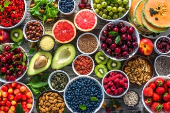 A spread of healthy, plant-based foods.