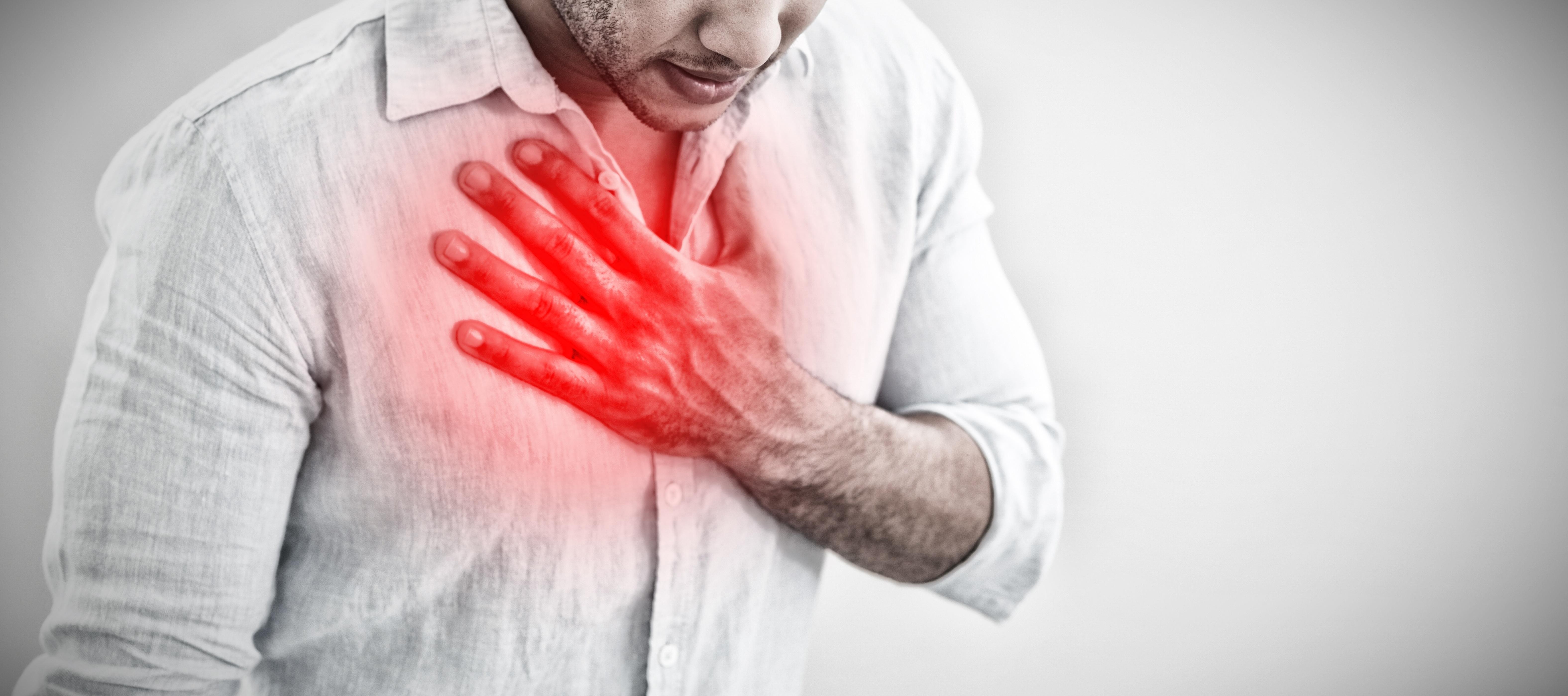 Man having chest pain.