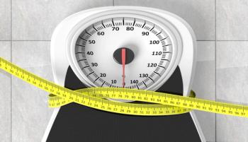 Scale enveloped with a measuring tape.