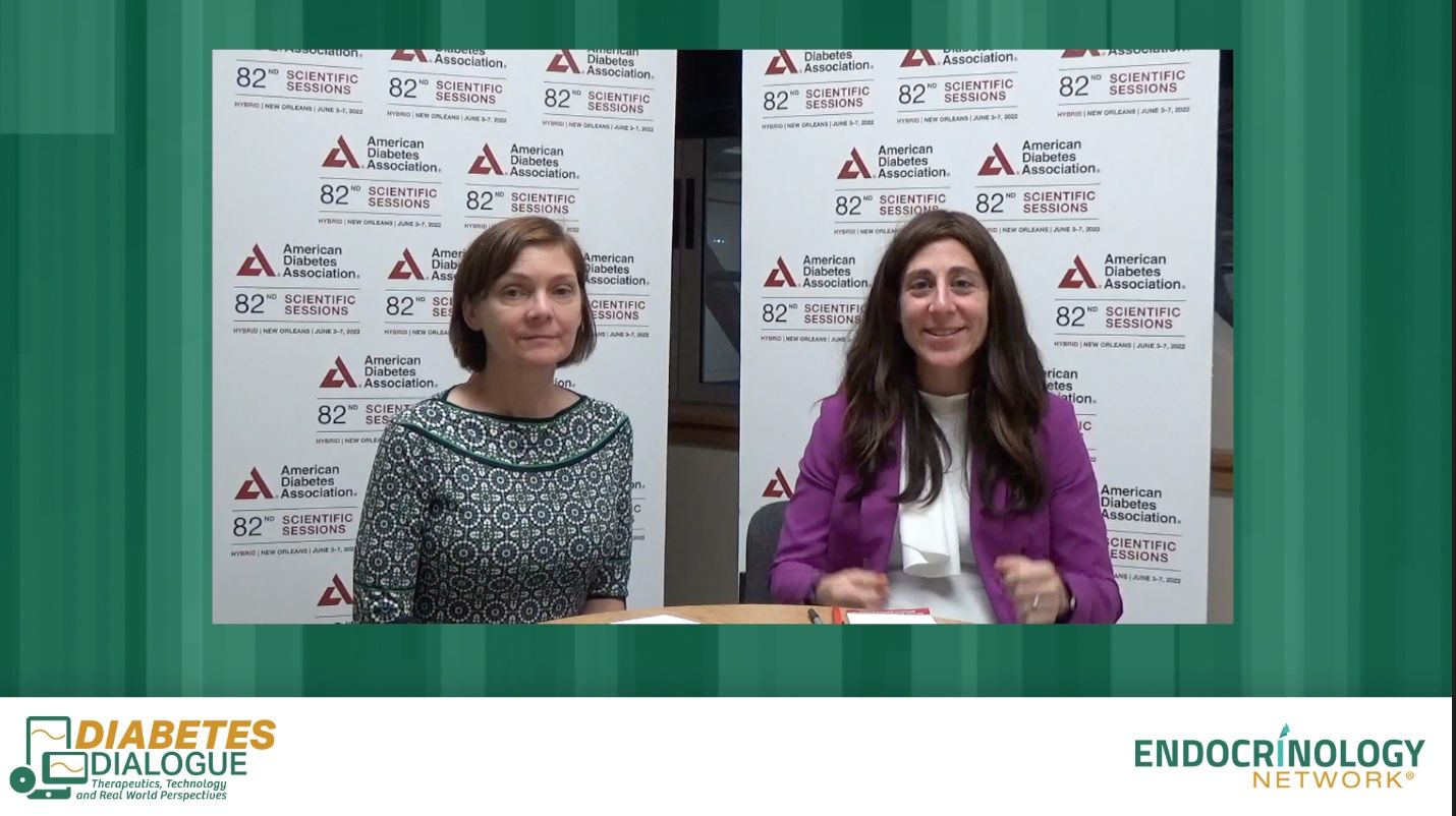Screenshot. ofthe podcast recording with hosts Diana Isaacs, PharmD, and Natalie Bellini, DNP