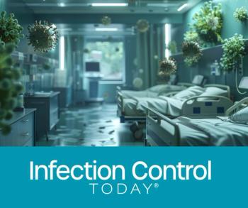 An artistic 3D illustration of a hospital room with virus particles in the air, showcasing the importance of proper hygiene and infection control in health care. (Adobe Stock 853610624 by MAY)