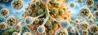 Closeup view of mold fungi Aspergillus invading lung tissue in pulmonary aspergillosis (Adobe Stock 915520237 by InspireStock Gallery) 