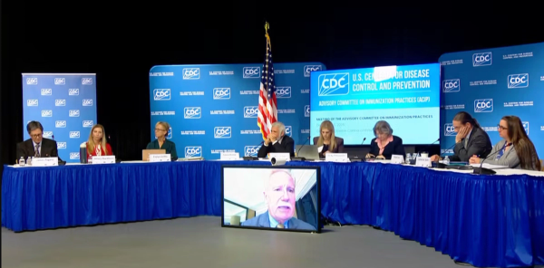 Members of the Advisory Committee on Immunization Practices meet on Dec. 12, 2025. This image was taken from the meeting webcast.