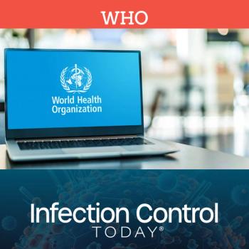 World Health Organization logo on a laptop computer  (Adobe Stock 392029762 by monticellllo)