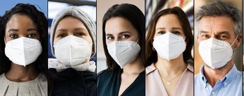 Various people with N95 masks on