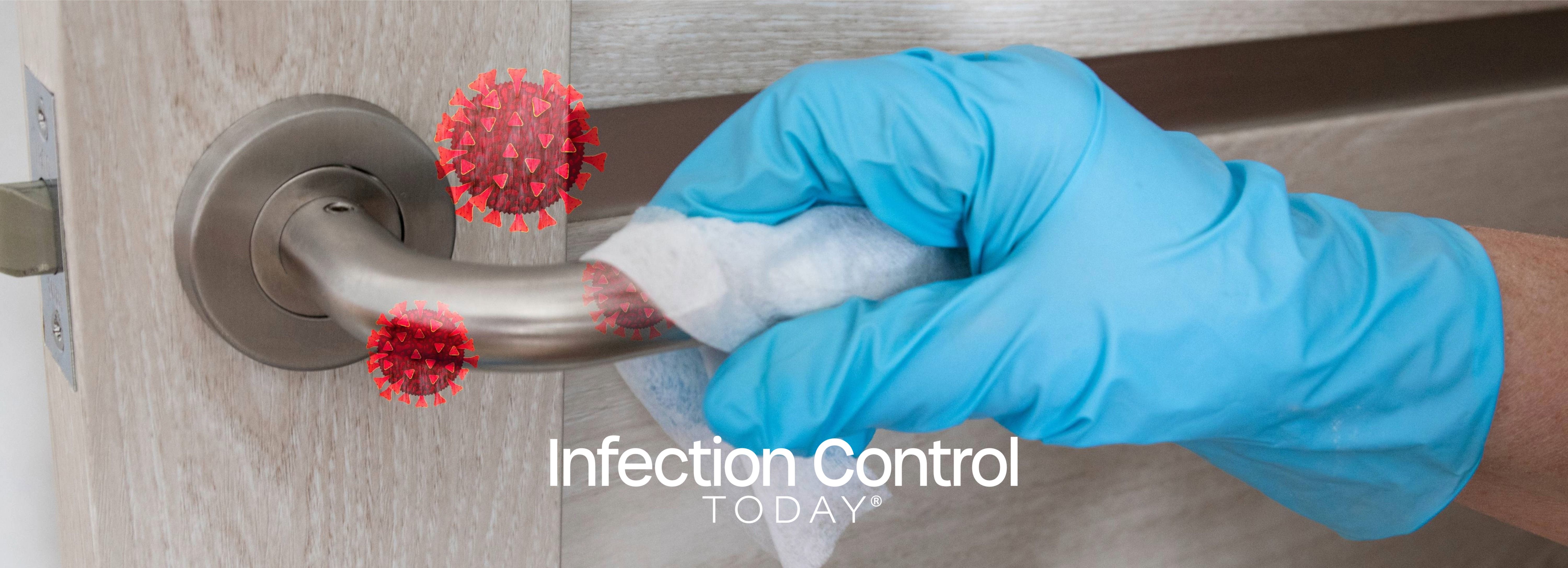 Wiping the doorknob with an antibacterial disinfecting wipe.  (Adobe Stock 335076729 by Shi)