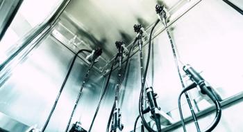 Camera Gastroscopy, Esophagoscopy that has been cleaned and disinfection in gastrointestinal endoscopy is stored in a medical device storage cabinet.    (Adobe Stock 354042221 by sukan)