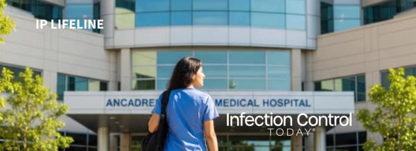 An infection preventionist walking into a hospital (AI image by Brayden Unger)