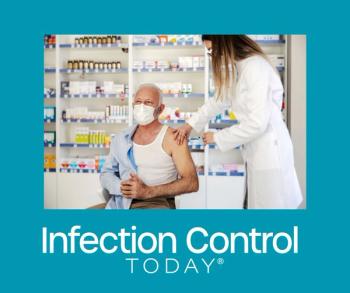 A nurse giving a vaccine to an older man at a pharmacy. (Adobe Stock 488549113 by dusanpetkovic1)