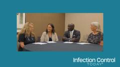 Dyan Troxell, MSN, RN, director of clinical education at HandCraft Linen Services; J.J. Odom, MBA, CHESP, CMIP, T-CHEST, university director of buildings and grounds for UConn Health and chair-elect of the AHE Board; and Jenna Rivers, MPH, CPH, CIC, manager of infection prevention and control at Moffitt Cancer Center in Tampa, Florida.