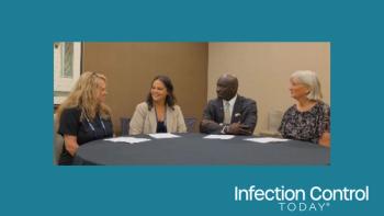 Dyan Troxell, MSN, RN, director of clinical education at HandCraft Linen Services; J.J. Odom, MBA, CHESP, CMIP, T-CHEST, university director of buildings and grounds for UConn Health and chair-elect of the AHE Board; and Jenna Rivers, MPH, CPH, CIC, manager of infection prevention and control at Moffitt Cancer Center in Tampa, Florida.