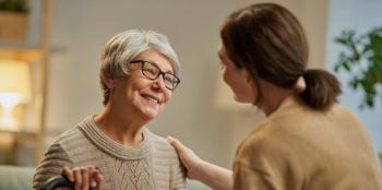 home health care worker with patient
