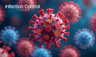 A highly detailed isometric 3D rendering of measles virus particles, displaying their microscopic structure in vibrant colors. (Adobe Stock by Hector 1457574090)
