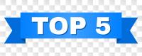 "Top 5" in a blue ribbon  (Adobe Stock 235182652 by Evgeny)