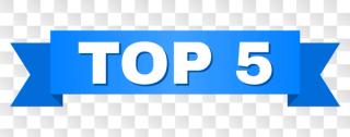 "Top 5" in a blue ribbon  (Adobe Stock 235182652 by Evgeny)