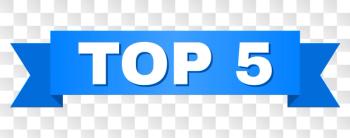 "Top 5" in a blue ribbon  (Adobe Stock 235182652 by Evgeny)