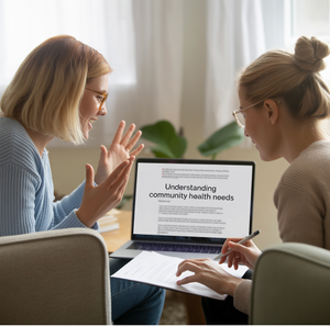 Brenna and Jessica meeting to discuss this research idea (AI image by Brayden Unger)