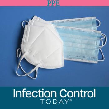 White KN95 or N95 mask with antiviral medical mask for protection against coronavirus on blue background.  (Adobe Stock 340061303 by Dan74) 