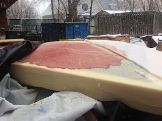 Blood covered mattress under cover (image courtesy of author)
