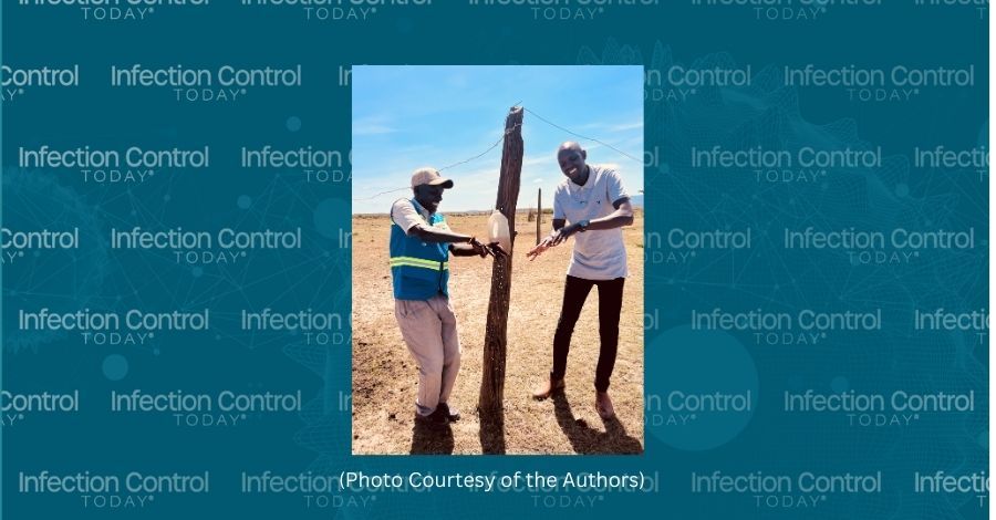 Community health promoters demonstrating hand hygiene at a community hand hygiene station (Photo courtesy of the authors)
