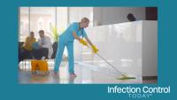 Environmental service professional mopping in a hospital.  (Adobe Stock 436088376 by TommyStockProject)