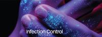 Stylized hands colored purple with pathogens on them.   (Cover image by Chrissy Bolton/MJH Life Sciences using AI)