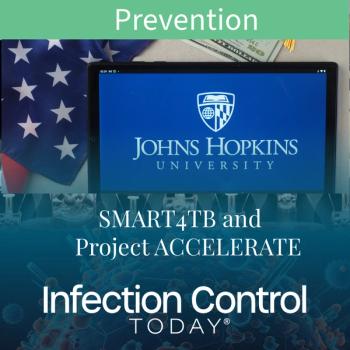 This photo illustration displays the Johns Hopkins University logo on a tablet.     (Adobe Stock 575797316 by Игорь Головнёв)