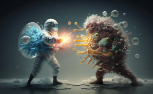 Infection prevention personnel fight against the enemy, infections.   (Adobe Stock 570548731 by giorgi)