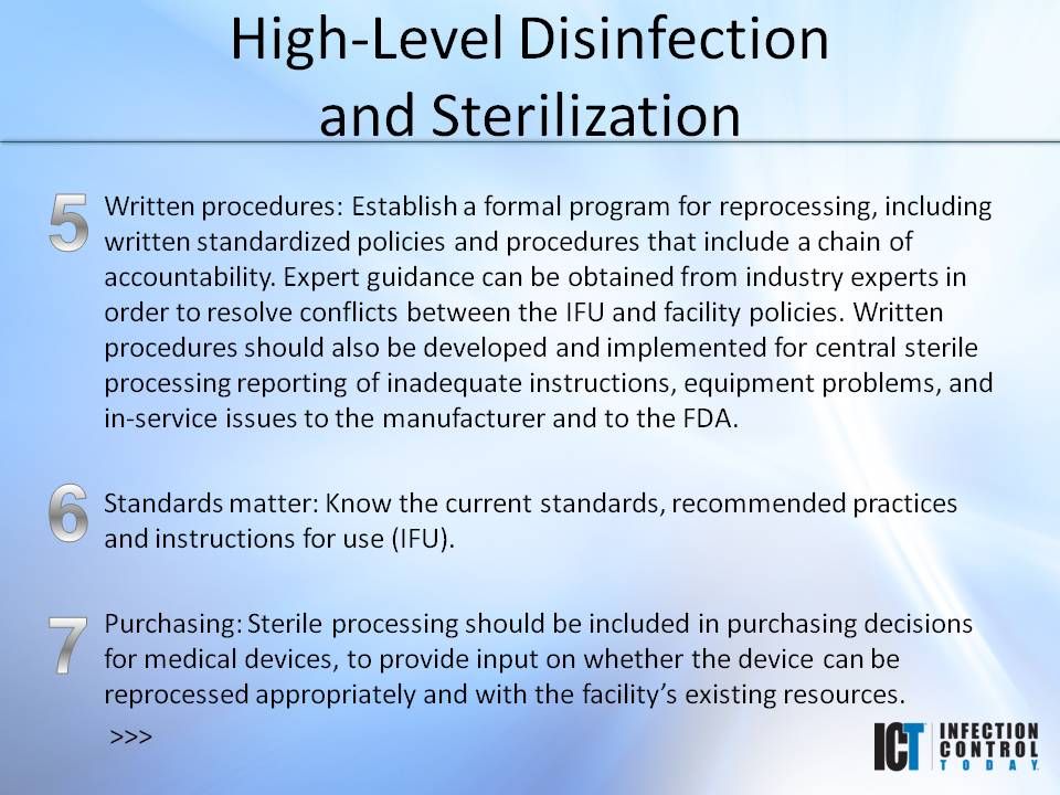 Slide Show HighLevel Disinfection and Sterilization Infection