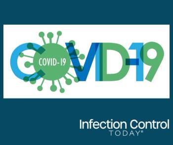 COVID-19 blue and green vector typography banner with virus symbol  (Adobe Stock 331001452 by Web Buttons Inc)
