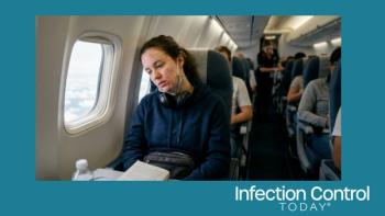 Person with measles on a plane.  (image credit: author with AI) 