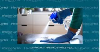 Cleaning and sanitizing surfaces in hospitals  (Adobe Stock 339297096 by Melinda Nagy)