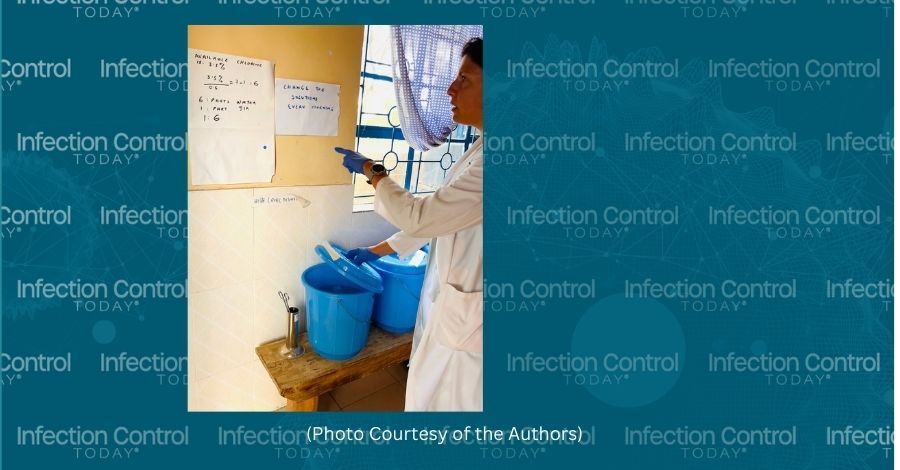 In Village 4, Majoryk reviews the process of high-level disinfection in a maternity ward. (Photo courtesy of the authors) 