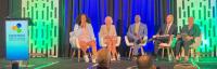 Sadé L. Rolon, MBA, CMIP, CHESP, T-CHEST, T-CSCT, the regional director of operations for Sodexo’s Healthcare Division,  Julie Mangino, MD, infectious disease specialist at The Ohio State University Medical Center, Columbus, OH,  James “JJ” Odom, MBA, CHESP, CMIP, T-CHEST, the university director of buildings & grounds at UConn Health, Farmington, Connecticut,  Christopher Dugard, MS, director for the Division of Infection Control Devices in the Office of Surgical and Infection Control Devices, FDA/Center for Devices and Radiological Health.  and Elizabeth “Liz” Claverie, MS, (retired CAPT, 0-6) vice president, regulatory strategic liaison for Steris.  (Image credit: Author)