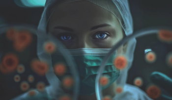 A woman wearing a mask and holding petri dishes. (Adobe Stock 630899781 by Basily Merkushev)